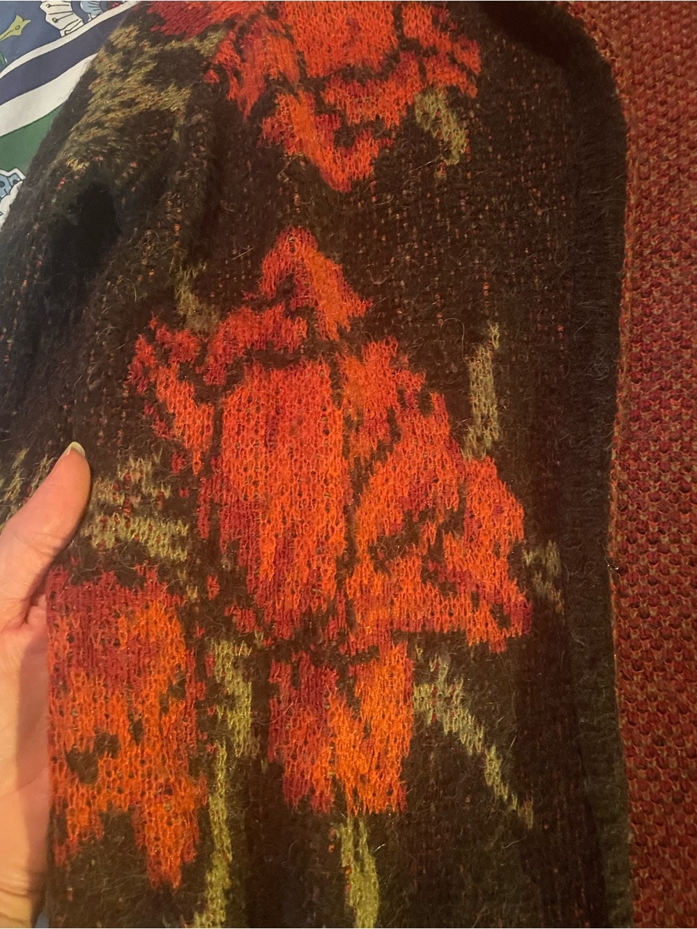 Free People Black Floral Open-Front Sweater Cardigan - Picture 2 of 6